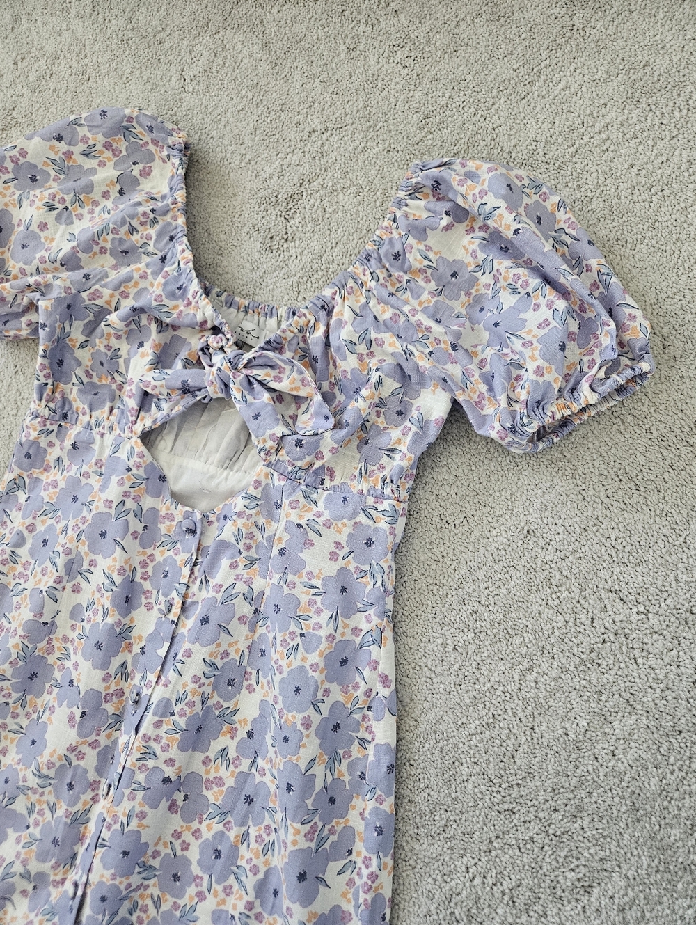 NWOT Sabo Skirt Enga Dress Cotton Floral Puff Shoulder Cut Out Mini Womens Large - Picture 3 of 9